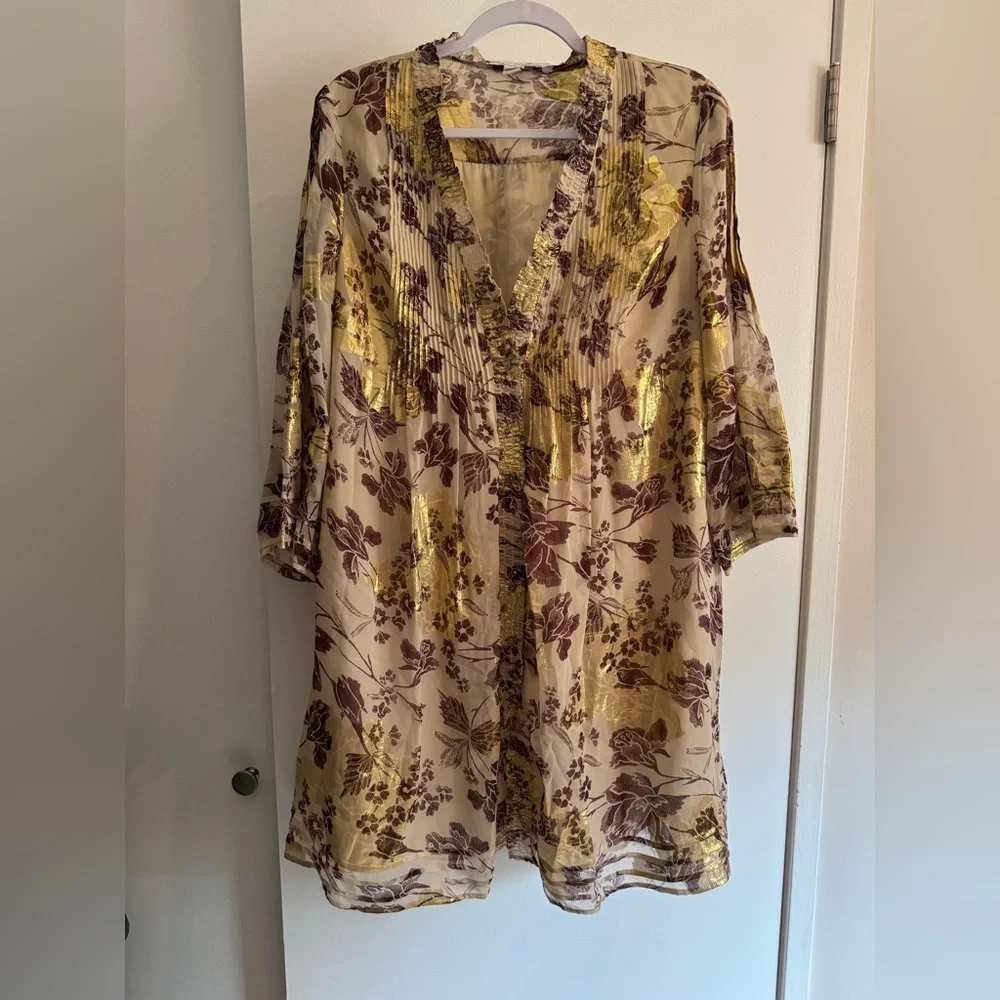 Diane Von Furstenberg Layla Gold Leaf Dress - Picture 3 of 11